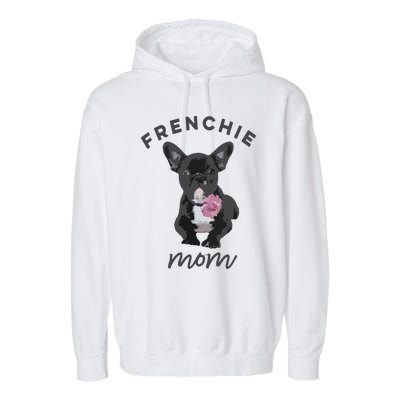 French Bulldog For Women Frenchie Mom Flower Garment-Dyed Fleece Hoodie