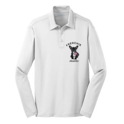 French Bulldog For Women Frenchie Mom Flower Silk Touch Performance Long Sleeve Polo