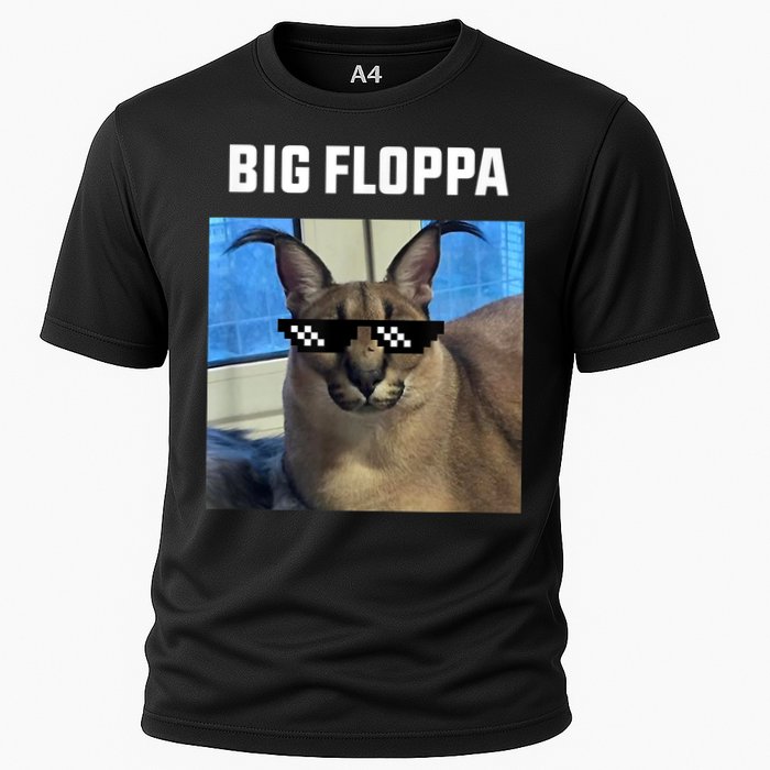Funny Big Floppa Wearing Meme Sunglasses Cooling Performance Crew T-Shirt