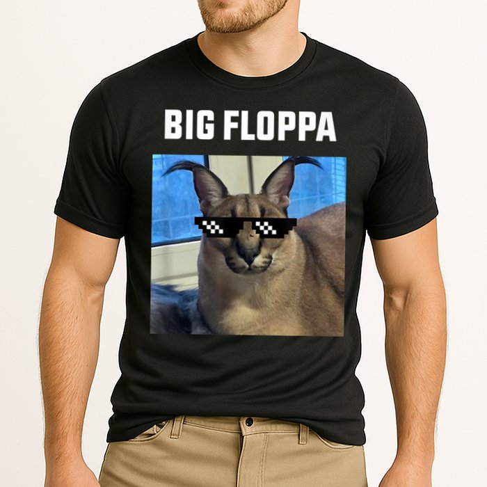 Funny Big Floppa Wearing Meme Sunglasses Cooling Performance Crew T-Shirt
