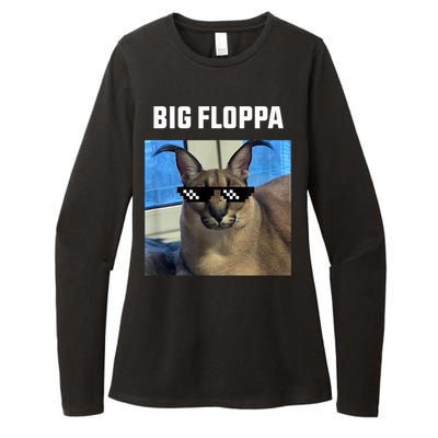 Funny Big Floppa Wearing Meme Sunglasses Womens CVC Long Sleeve Shirt