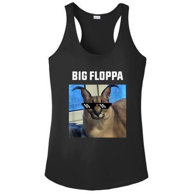 Funny Big Floppa Wearing Meme Sunglasses Ladies PosiCharge Competitor Racerback Tank