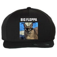 Funny Big Floppa Wearing Meme Sunglasses Wool Snapback Cap