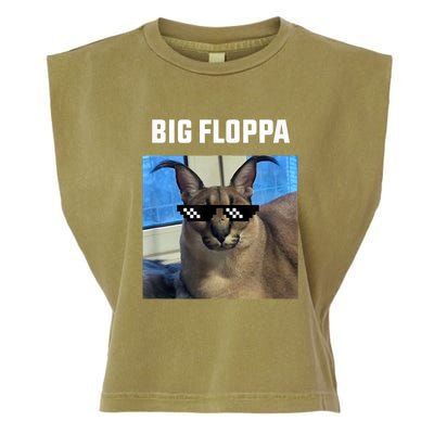 Funny Big Floppa Wearing Meme Sunglasses Garment-Dyed Women's Muscle Tee