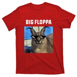 Funny Big Floppa Wearing Meme Sunglasses T-Shirt