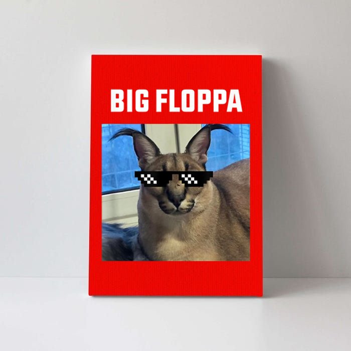 Funny Big Floppa Wearing Meme Sunglasses Canvas