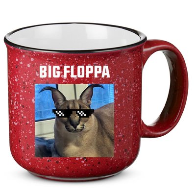 Funny Big Floppa Wearing Meme Sunglasses 15oz Campfire Ceramic Mug