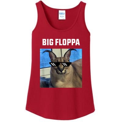 Funny Big Floppa Wearing Meme Sunglasses Ladies Essential Tank