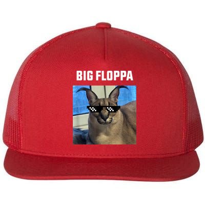Funny Big Floppa Wearing Meme Sunglasses Flatbill Hat