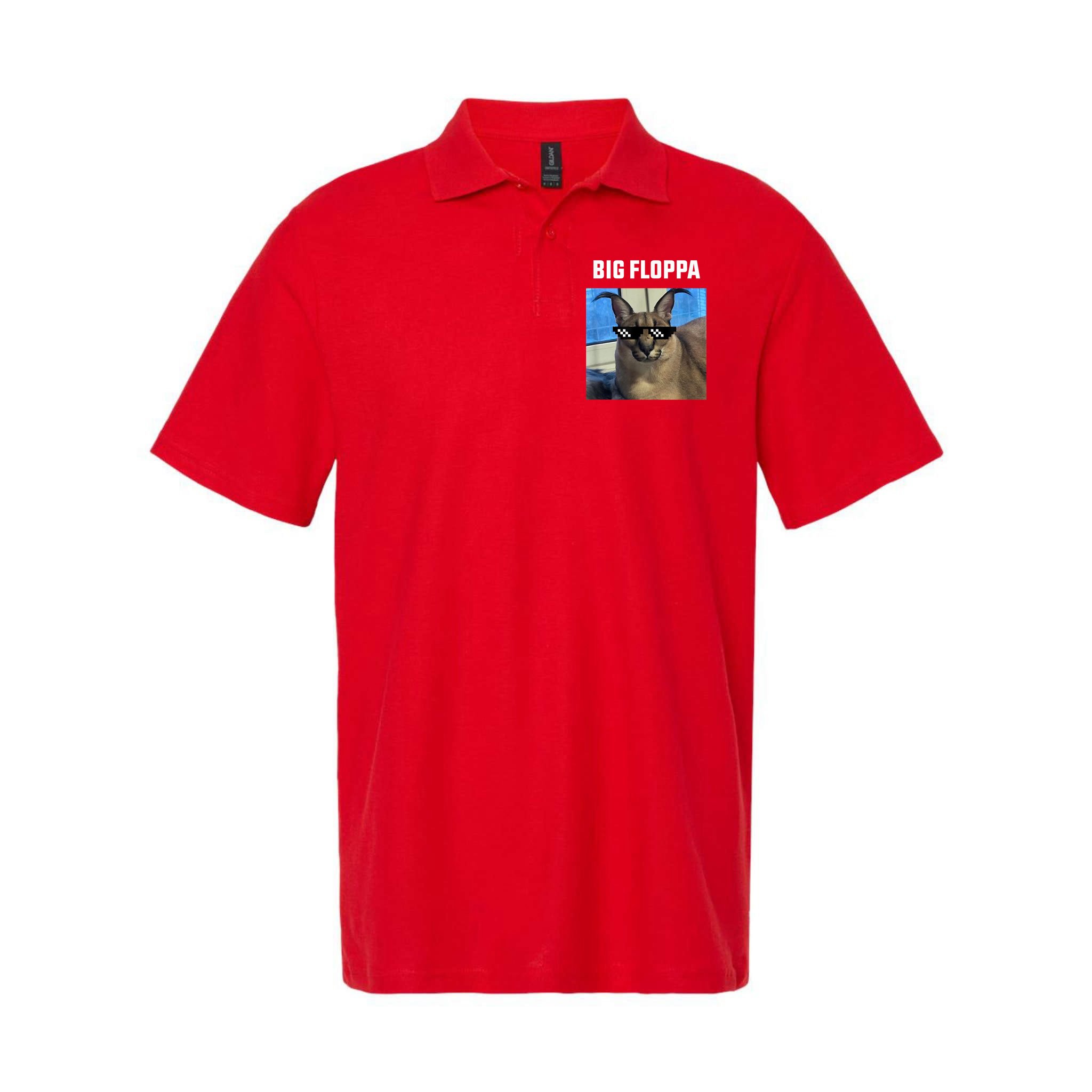 Funny Big Floppa Wearing Meme Sunglasses Polo