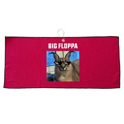 Funny Big Floppa Wearing Meme Sunglasses Large Microfiber Waffle Golf Towel