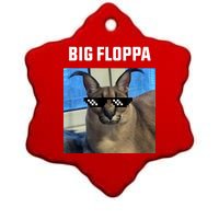 Funny Big Floppa Wearing Meme Sunglasses Ceramic Star Ornament