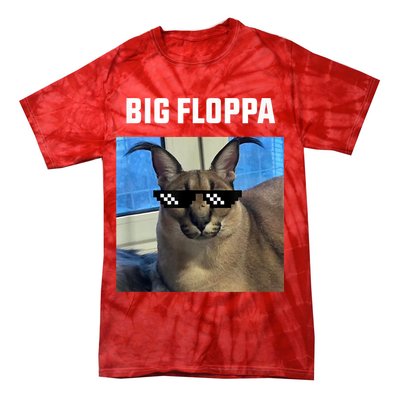 Funny Big Floppa Wearing Meme Sunglasses Tie-Dye T-Shirt
