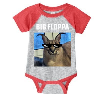 Funny Big Floppa Wearing Meme Sunglasses Infant Baby Jersey Bodysuit