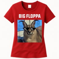 Funny Big Floppa Wearing Meme Sunglasses Womens T-Shirt