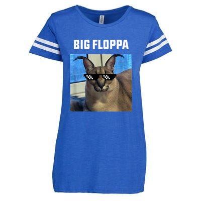 Funny Big Floppa Wearing Meme Sunglasses Enza Ladies Jersey Football T-Shirt