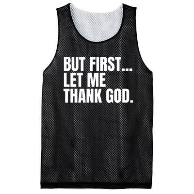 Funny But First Let Me Thank God Mesh Reversible Basketball Jersey Tank