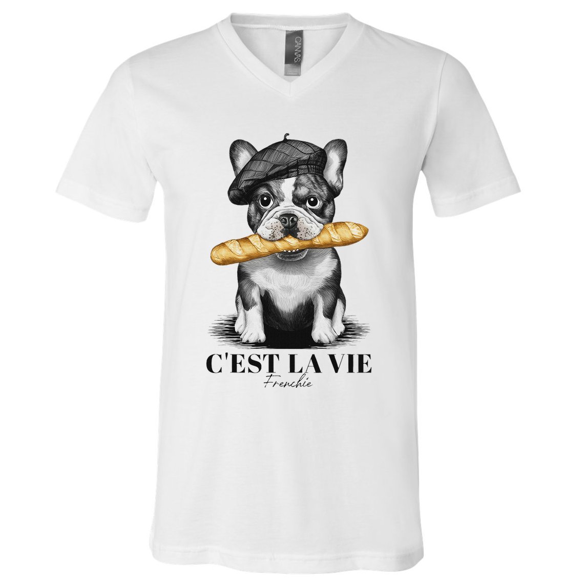 French Bulldog Frenchie Dog Lover Dad Dog Mom CEst La Vie V-Neck T-Shirt