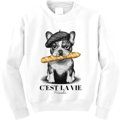 French Bulldog Frenchie Dog Lover Dad Dog Mom CEst La Vie Kids Sweatshirt
