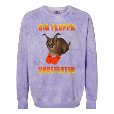 Funny Big Floppa Undefeated Champion, Meme Cat Colorblast Crewneck Sweatshirt