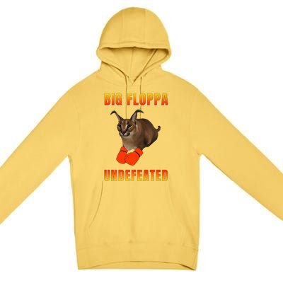 Funny Big Floppa Undefeated Champion, Meme Cat Premium Pullover Hoodie