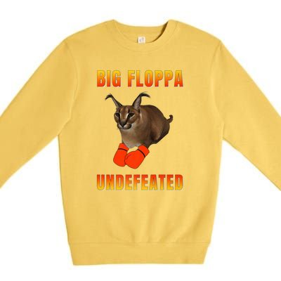 Funny Big Floppa Undefeated Champion, Meme Cat Premium Crewneck Sweatshirt