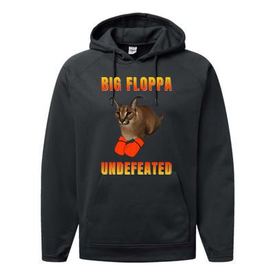 Funny Big Floppa Undefeated Champion, Meme Cat Performance Fleece Hoodie