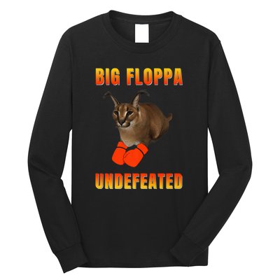 Funny Big Floppa Undefeated Champion, Meme Cat Long Sleeve Shirt