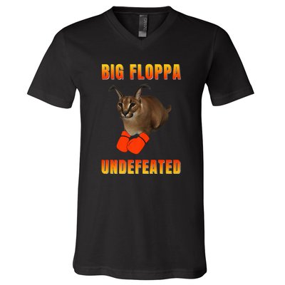 Funny Big Floppa Undefeated Champion, Meme Cat V-Neck T-Shirt