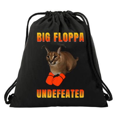 Funny Big Floppa Undefeated Champion, Meme Cat Drawstring Bag