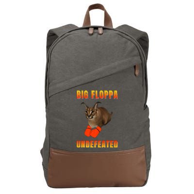 Funny Big Floppa Undefeated Champion, Meme Cat Cotton Canvas Backpack