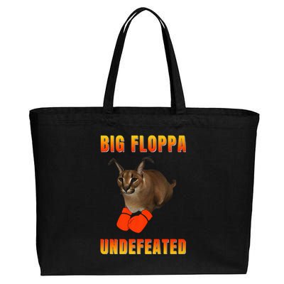 Funny Big Floppa Undefeated Champion, Meme Cat Cotton Canvas Jumbo Tote