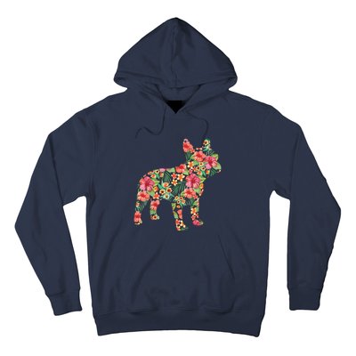 French Bulldog Flower Floral Frenchie Dog Silhouette Hoodie