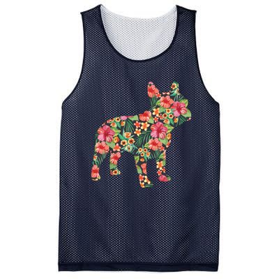 French Bulldog Flower Floral Frenchie Dog Silhouette Mesh Reversible Basketball Jersey Tank