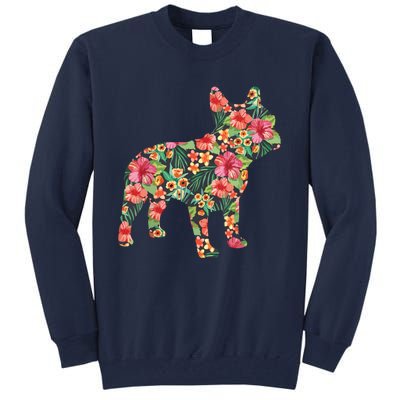 French Bulldog Flower Floral Frenchie Dog Silhouette Tall Sweatshirt