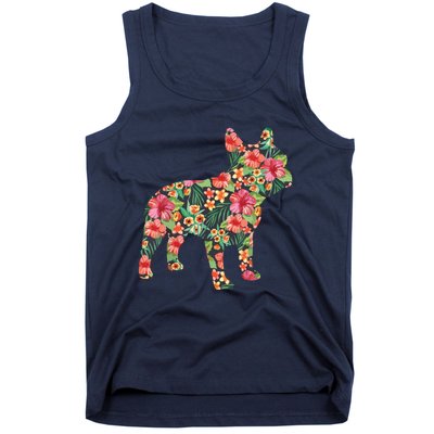 French Bulldog Flower Floral Frenchie Dog Silhouette Tank Top