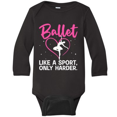 Funny Ballet For Women Girl Ballerina Dance Recital Sports Baby Long Sleeve Bodysuit