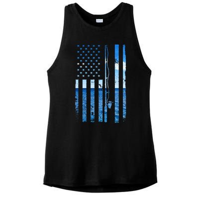 Funny Bass Fishing Usa Ladies PosiCharge Tri-Blend Wicking Tank