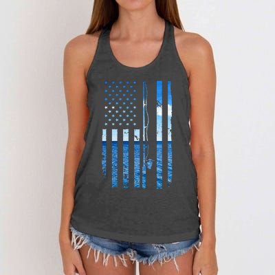 Funny Bass Fishing Usa Women's Knotted Racerback Tank