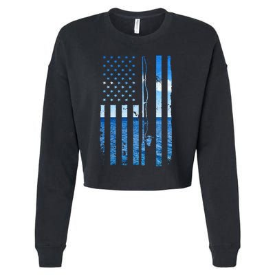 Funny Bass Fishing Usa Cropped Pullover Crew