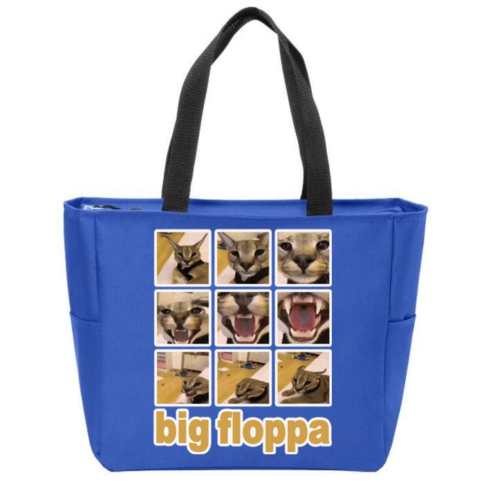 Funny Big Floppa Meme Cat Zip Tote Bag