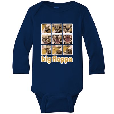 Funny Big Floppa Meme Cat Baby Long Sleeve Bodysuit