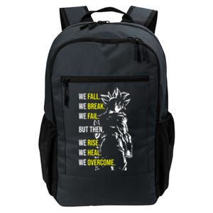 Fall, Break, Fail, Overcome, Anime, Gym, Workout Motivation Daily Commute Backpack