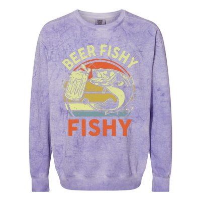 funny Bass Fishing Beer Fishy Reel Cool Dad Colorblast Crewneck Sweatshirt