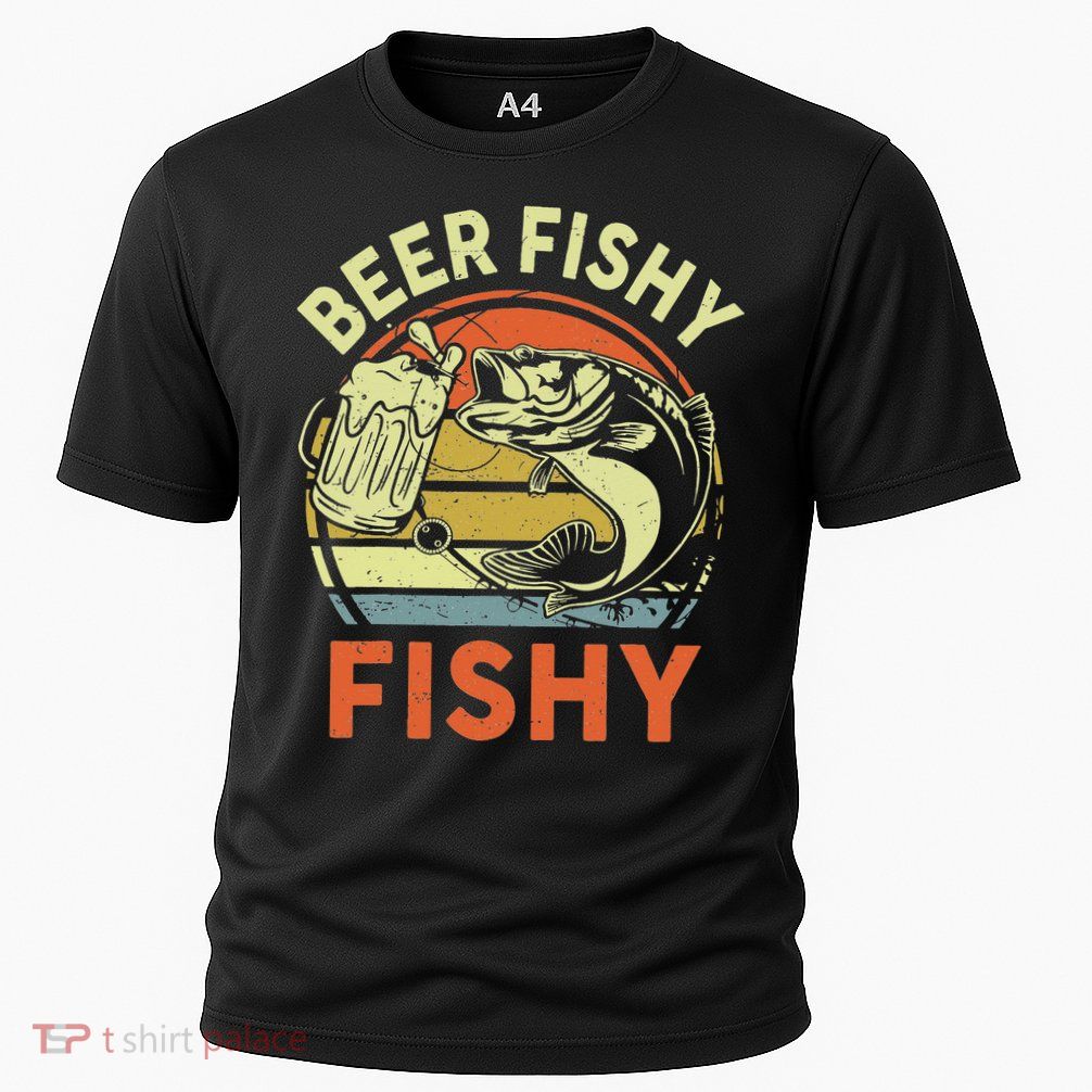 funny Bass Fishing Beer Fishy Reel Cool Dad Performance Shirt