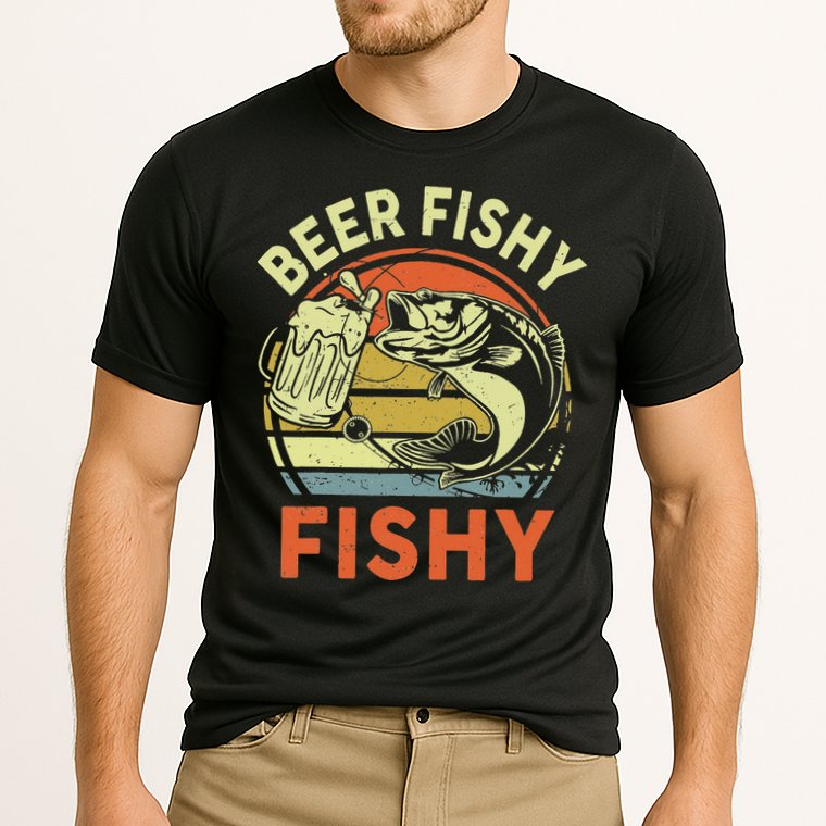 funny Bass Fishing Beer Fishy Reel Cool Dad Cooling Performance Crew T-Shirt