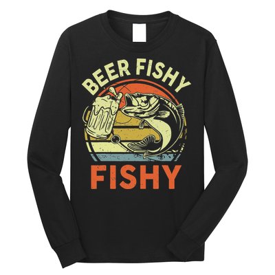 funny Bass Fishing Beer Fishy Reel Cool Dad Long Sleeve Shirt