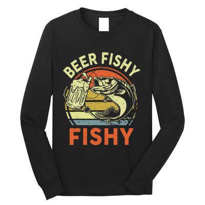 funny Bass Fishing Beer Fishy Reel Cool Dad Long Sleeve Shirt