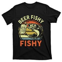 funny Bass Fishing Beer Fishy Reel Cool Dad T-Shirt