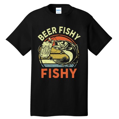 funny Bass Fishing Beer Fishy Reel Cool Dad Tall T-Shirt